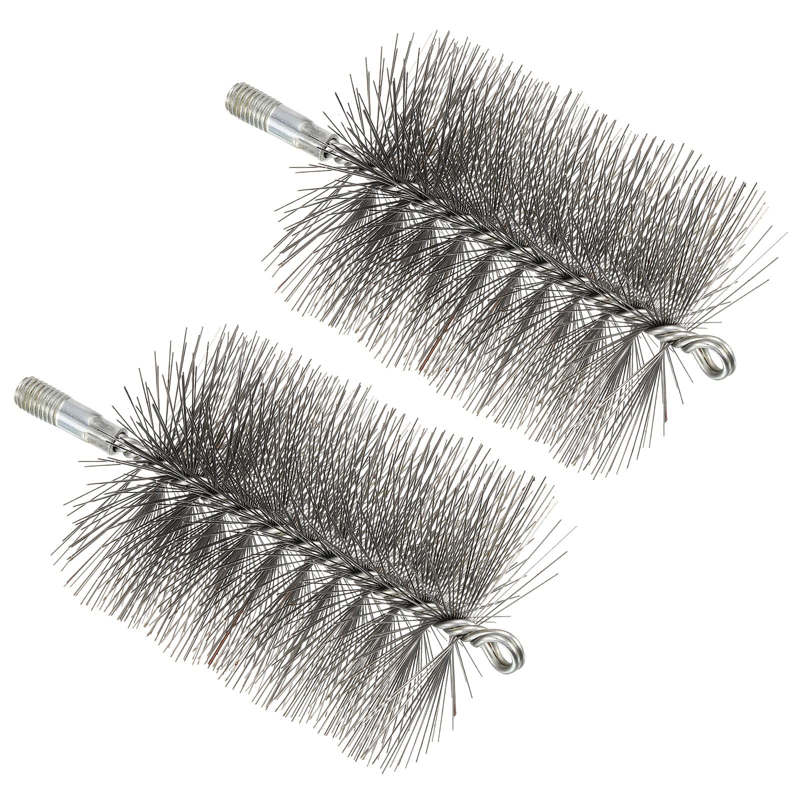 PATIKIL 4inch Chimney Brush, 2pcs Chimney Cleaning Brush Round Sweep Poly Steel Wire Chimney Cleaning Brush M12 Threaded for Chimney Fireplace Flue Pipe Rust Rod, 100mm