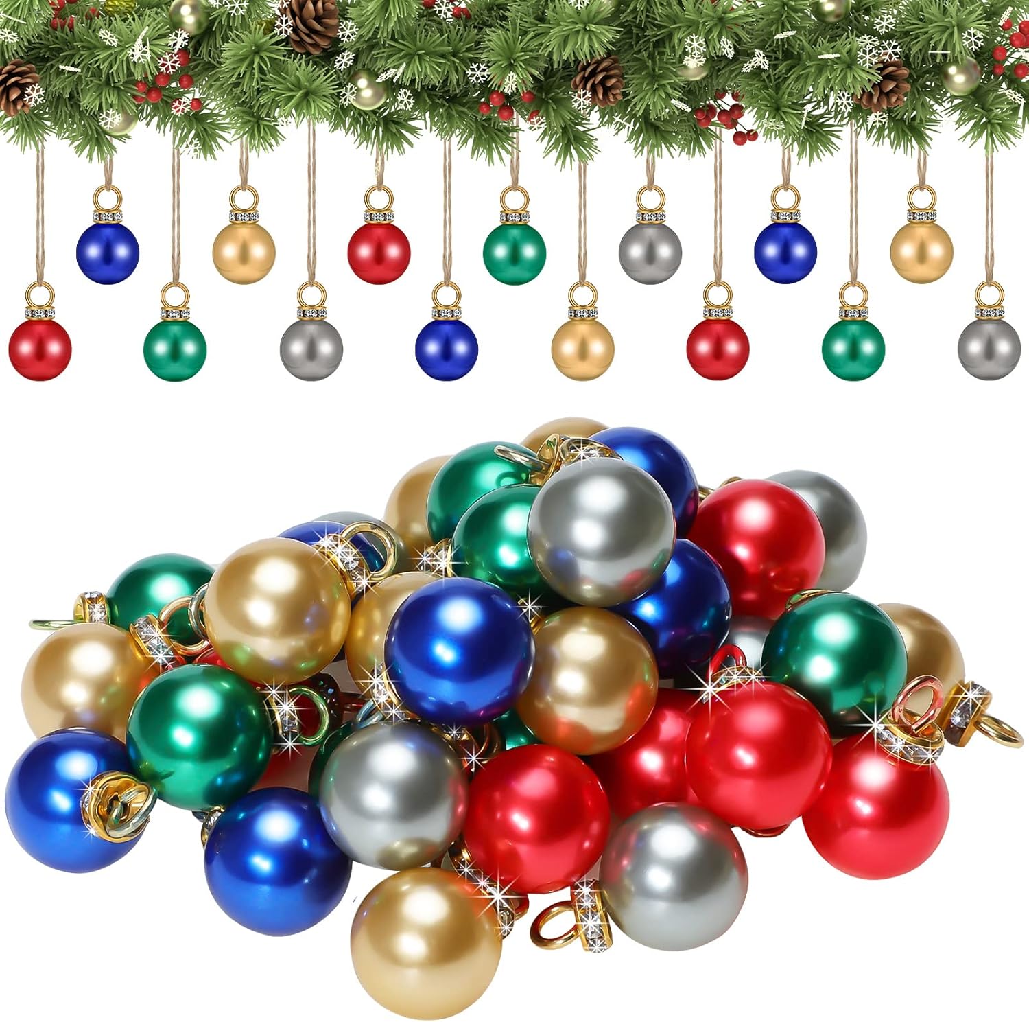 Ornaments - Mini Multicolor Christmas Ball Ornaments Small Vintage Ball Ornaments for Christmas Tree Plastic Ball for Seasonal Decor Party Holiday Indoor Wedding Decor, 0.6 Inch (80 Pcs)
