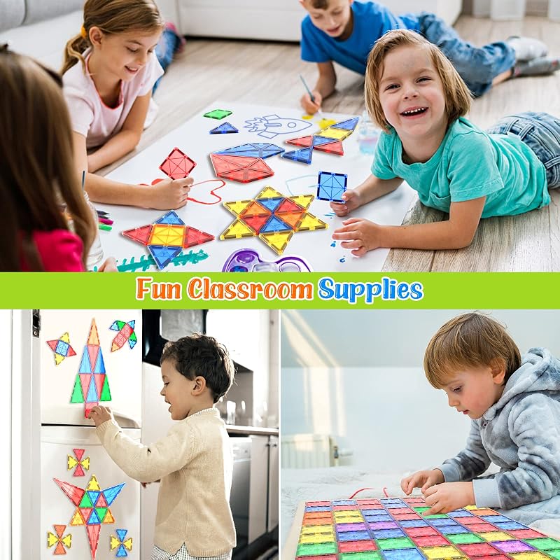 Costruzioni Magnetiche per Bambini, STEM Piastrelle Magnetiche Giocattoli