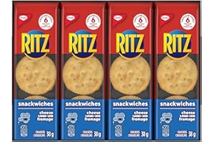 Ritz Craquelins Snackwich, saveur fromage, 8 sachets individuels emballés, craquelins pour collation, portions cuites au four, 304 g