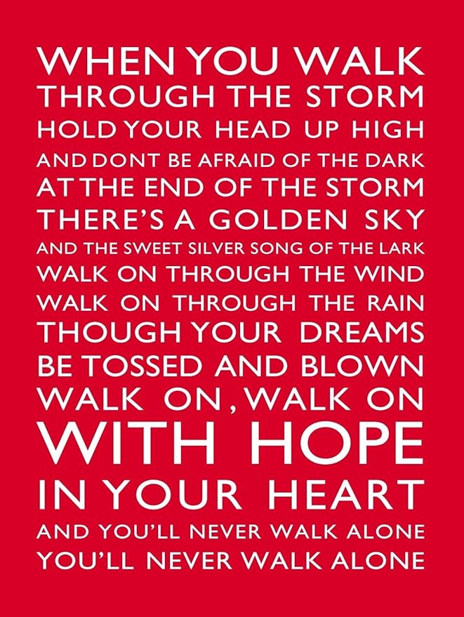 Liverpool Football Song You Ll Never Walk Alone Metal Wall Plaque Home Kitchen Amazon Com Liverpool Football Song You Ll Never Walk Alone Metal Wall Plaque Home Kitchen Amazon Com