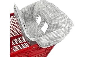 LOVE&GO 2-in-1 Shopping Cart and High Chair Cover for Baby, Padded Cover, Fold'n Roll Style, Portable with Carry Bag (Gray Chevron)