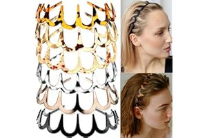 Supgoodom 6 PCS Zig Zag Headbands Plastic Wavy Hair Head Band Comb with Teeth Hoop Accessories for Women Men Girls, Fashion Tortoiseshell&Amber