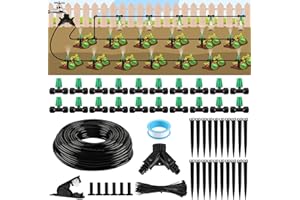 Kalolary 75FT Quick-Connect Drip Irrigation System Kit, Automatic Garden Watering System with 1/4" Tubing & Atomizing Nozzle 
