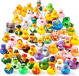 JOYIN 60 Pcs Rubber Ducks Assorted Mini Bath Toys Mesh Carry Bag view 1