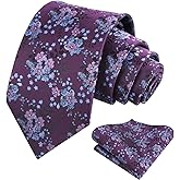 Alizeal Mens 3.15inches Delicate Floral Tie with Small Flower Printed Handkerchief Set