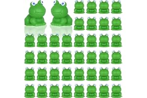 Tindobewan 50 PCS Tiny Frog Mini Resin Frogs Miniature Plastic Green Frog Figures for Craft, Garden Decor, Home Decorations(Green S1)