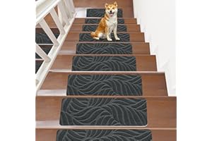 Non-Slip Stair Treads Carpet for Wooden Steps(15 Pack), 21.6 x 7.4IN Self-Adhesive Stair Treads Mat, JAYFAN Safety Indoor Sta