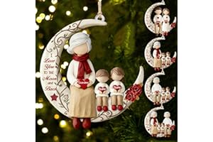 Personalized Grandpa Grandma & Grandchild Moon Love Ornament, I Love You to The Moon and Back Grandma Ornament Custom Family 