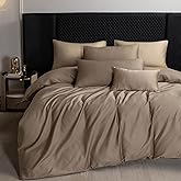 MooMee Duvet Cover Set 100% Extra Long Staple Cotton 600 Thread Count Silky Sateen Smooth Luxury Soft Breathable Durable Hotel Quality Bedding, 3 Pieces (Mocha Brown, Queen 90"x90")