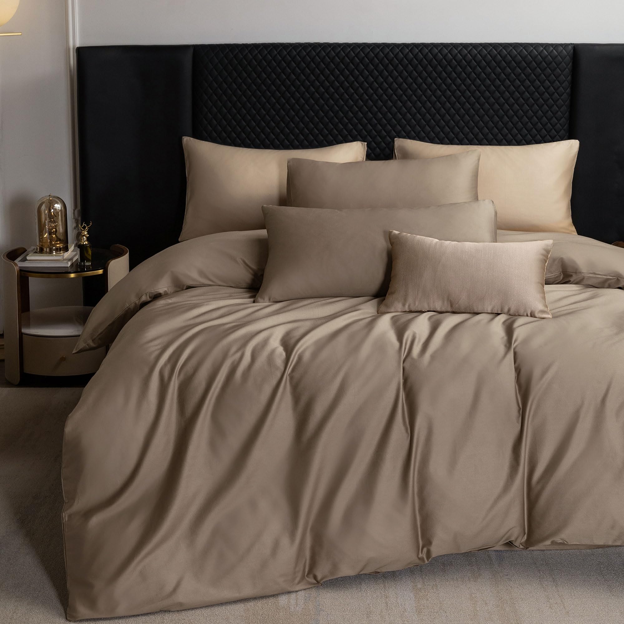 Photo 1 of **INCOMPLETE** MooMee Duvet Cover Set 100% Extra Long Staple Cotton 600 Thread Count Silky Sateen Smooth Luxury Soft Breathable Durable Hotel Quality Bedding, 3 Pieces (Mocha Brown,California King 104"x98")