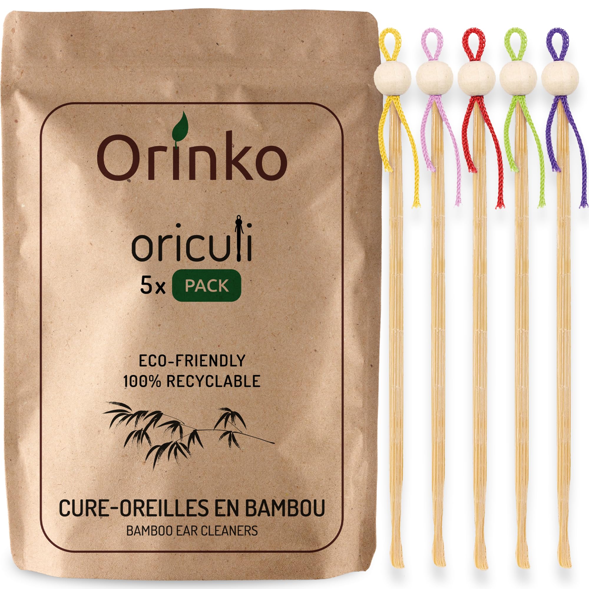 5X Bamboo Ear Picks | Natural Ear Wax Remover | Zero Waste Ear Cleaner for Humans