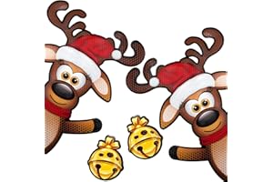 Bigtime Signs XL 4 Piece Reflective Magnetic Reindeer Car Kit - Funny Christmas Car Decorations + 2 Jingle Bells Magnets - Holiday Automotive Magnet (Waving Reindeer)