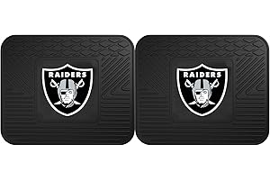 FANMATS NFL - Las Vegas Raiders 2 Rear Seat Utility Mats | Black | 14"x17" | Raider Shield Primary Logo