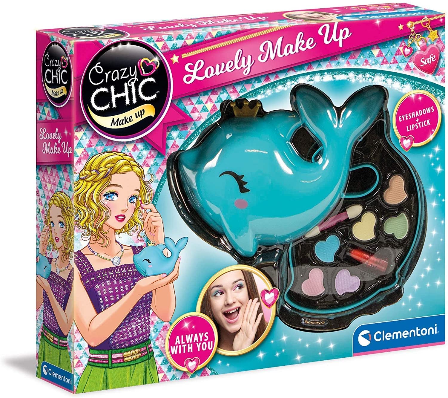 Clementoni 18630, Crazy Chic Lovely Make Up - Dolphin Make up set for Children, Ages 6 years Plus