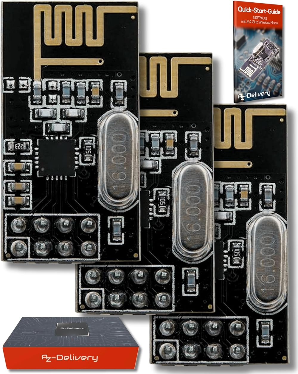 AZDelivery 3 x NRF24L01 2.4GHz Wireless RF Transceiver Module for Arduino