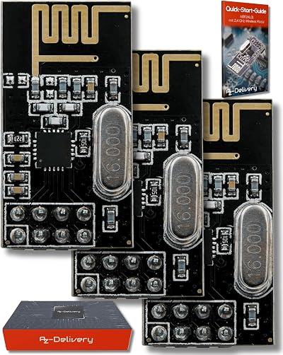 AZDelivery 3 x NRF24L01 2.4GHz Wireless RF Transceiver Module for Arduino