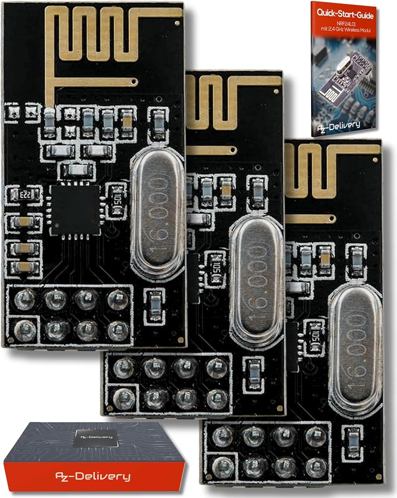 AZDelivery 3 x NRF24L01 2.4GHz Wireless RF Transceiver Module for Arduino