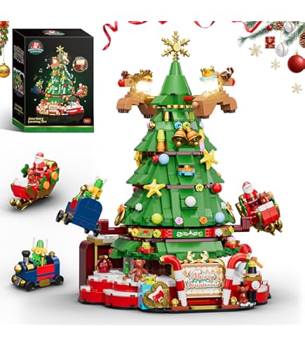 Amazon.com: JAKI Christmas Tree Building Set, Rotating Music Box