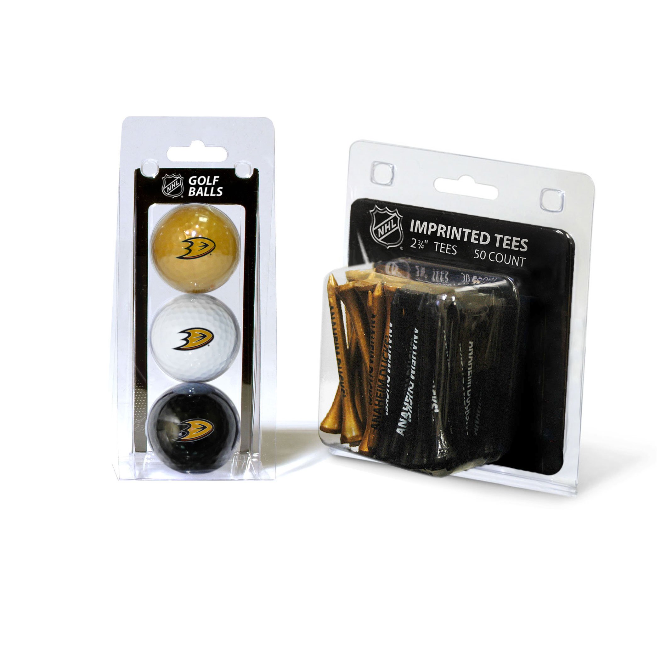 TEAM GOLF NHL Anaheim Ducks 3 Golf Balls And 50 Golf Tees Logo Imprinted Golf Balls (3 Count) & 2-3/4" Regulation Golf Tees (50 Count), Multi Colored