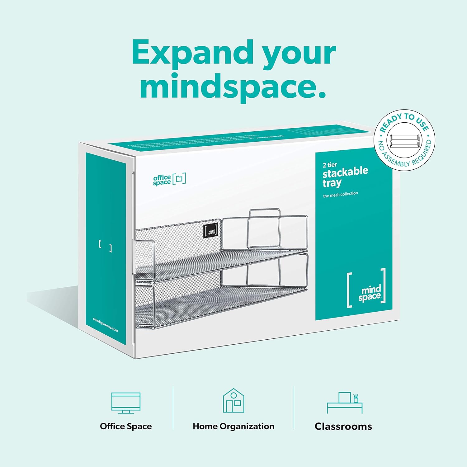 Mindspace 2 Tier Stackable Letter Tray| Paper Tray Desk Organizer | The Mesh Collection, Silver : Office Products
