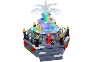 TOP TREASURES Christmas Village Pre-lit Fountain - Lighted Snow Village Fountain is a Perfect Addition to Your Christmas Indoor Decorations & Holiday Displays