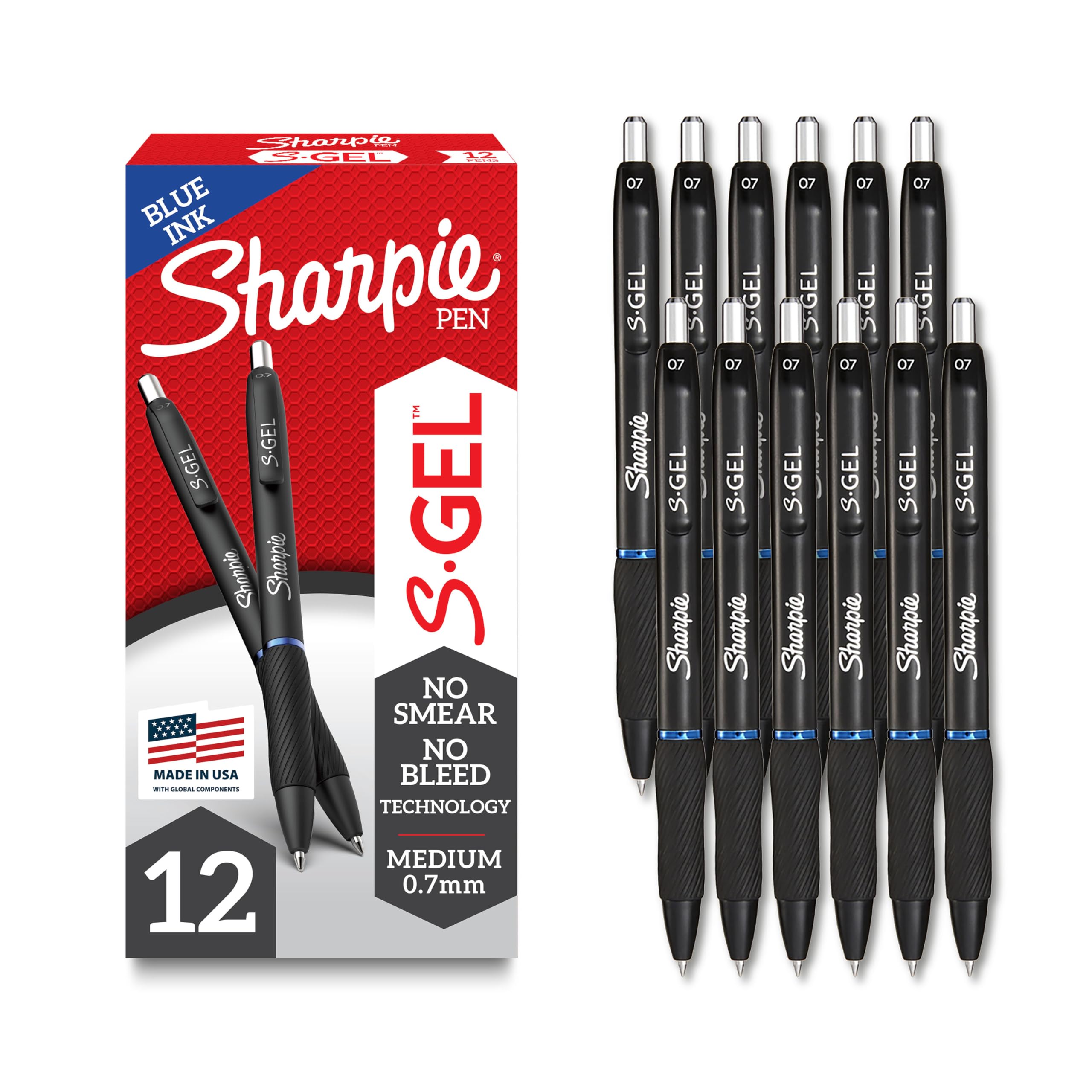 Photo 1 of *BLUE* Sharpie S-Gel Pens, Medium Point (0.7mm), Blue Ink, 8pc Count - Ideal for Writing, Journaling, Drawing, Coloring, Note-Taking, College Supplies