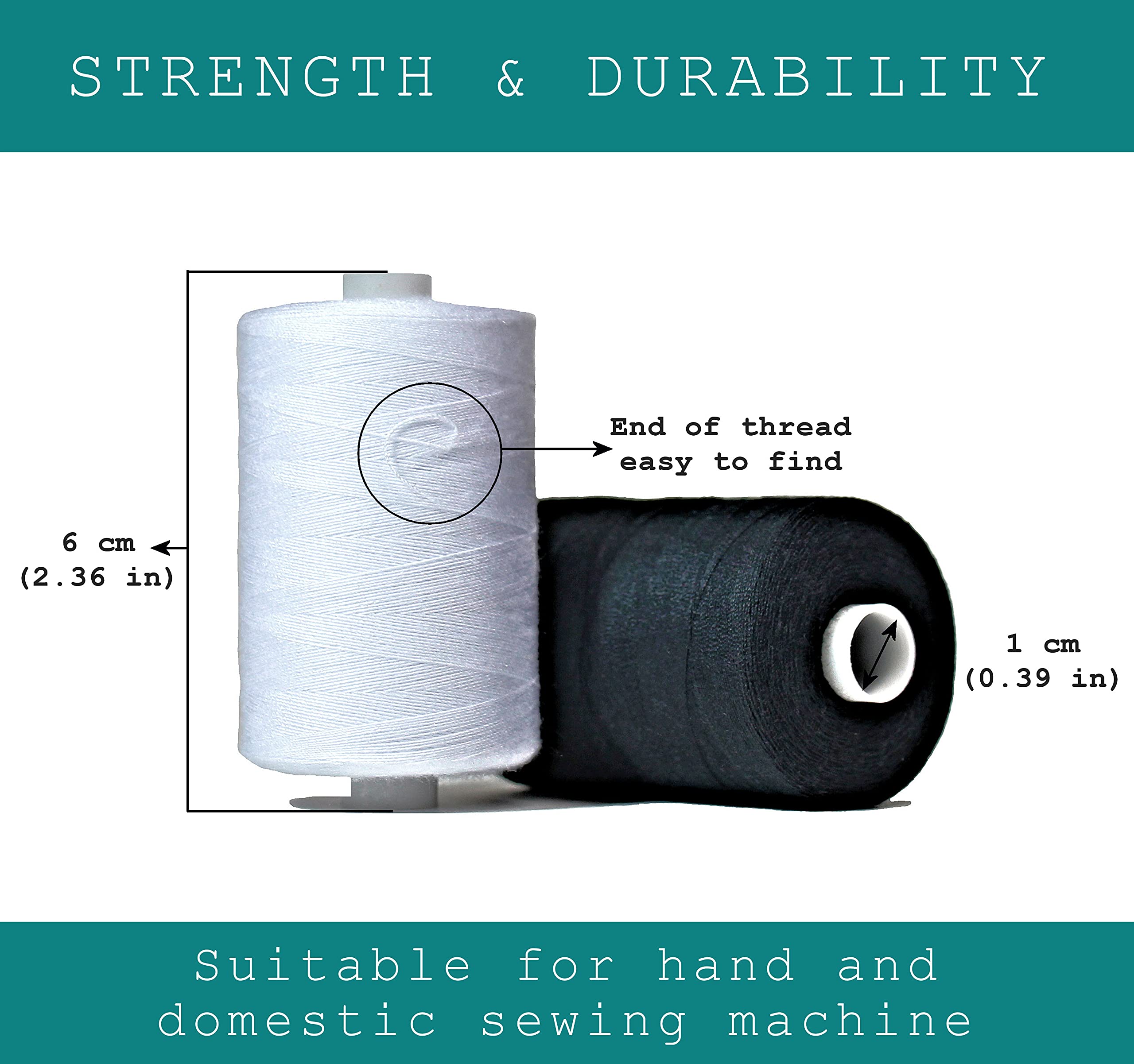 BlesSew Gray Sewing Threads - 10 Large Spools of Polyester Thread for Hand, Quilting & Sewing Machine - Grey Shades Plus Black & White - 1000 Yards Per Spool
