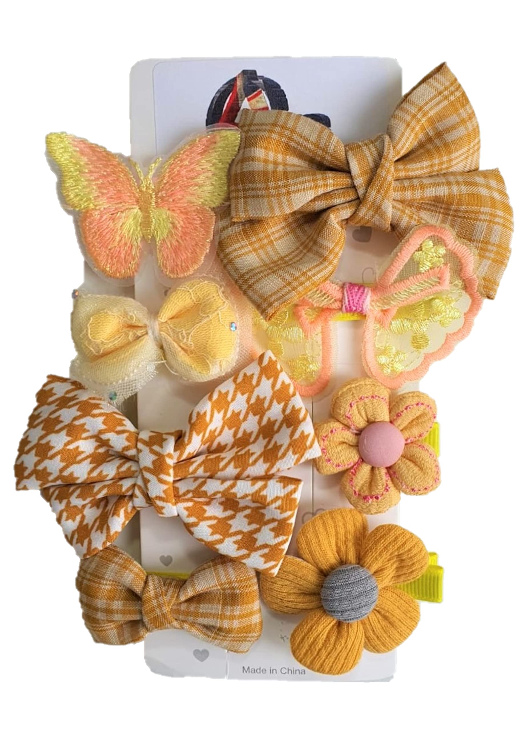 AON Pack of 8 Lovely Checked Floral Hair Bows Hair Accessory Hair Clips For Girls Teens Toddlers and Babygirls