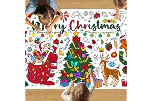 Joyline Christmas Giant Coloring Poster Santa Claus Snowman Reindeer Gingerbread Xmas Tree Tablecloth for Kids’ Stocking Stuffers Crafts Activities Toys Parties Classroom Decor 31 x 72 Inches