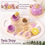 AOLEVA Kids Wooden Tea Set Toy for Toddlers 3 4 5 Years Old view 2
