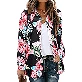 Ezcosplay Women Hawaiian Shirts Long Sleeve Button Down Tropical Floral Holiday Beach Blouse Tops