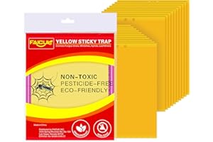 Faicuk 20-Pack Dual-Sided Yellow Sticky Traps for Flying Plant Insect Like Fungus Gnats, Aphids, Whiteflies, Leafminers - (6x8 Inches, Twist Ties Included)