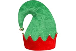 Chisander Christmas Elf Hat, Unisex Elf Hat for Adults with Jingle Bells, Xmas Holiday Halloween Party Costume