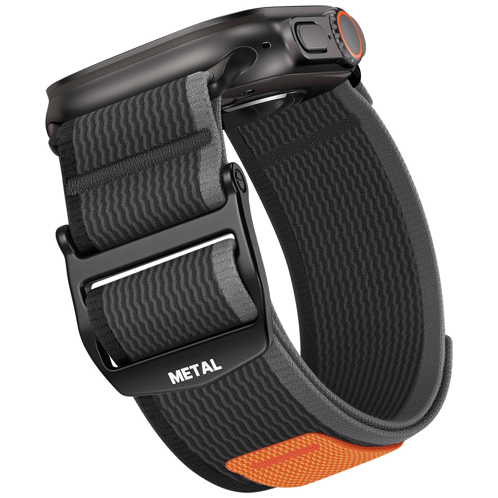 Haveda Trail Nylon Band Compatible with Apple Watch Ultra/Ultra 2/3 49mm 44mm 46mm 45mm 42mm Men, Soft Woven Sport Straps Rugged Wristband for iWatch Bands Series 11 10 9 8 7 6 5 4 3 2 1 SE, BlackGray