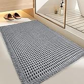 WIKUVO Waffle Bath Mat, 17x24 Gray Bathroom Mat with Super Absorbent, Machine Washable Non-Slip Bathroom Mat Comfortable and Soft