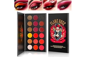 Afflano Red Eyeshadow Palette Highly Pigmented, Long Lasting True Red Eye Shadow Christmas Clown SFX Halloween Makeup Pallet, Brown Black Yellow Sunset Warm Fall Eye Shades, Cruelty Free