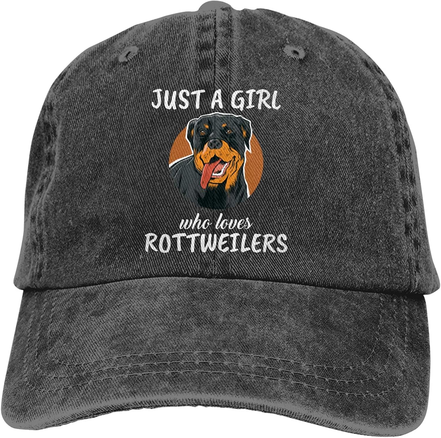 Just A Girl Who Loves Rottweilers Unisex and Personalized Cowboy hat with Adjustable Sunshade Black: Clothing