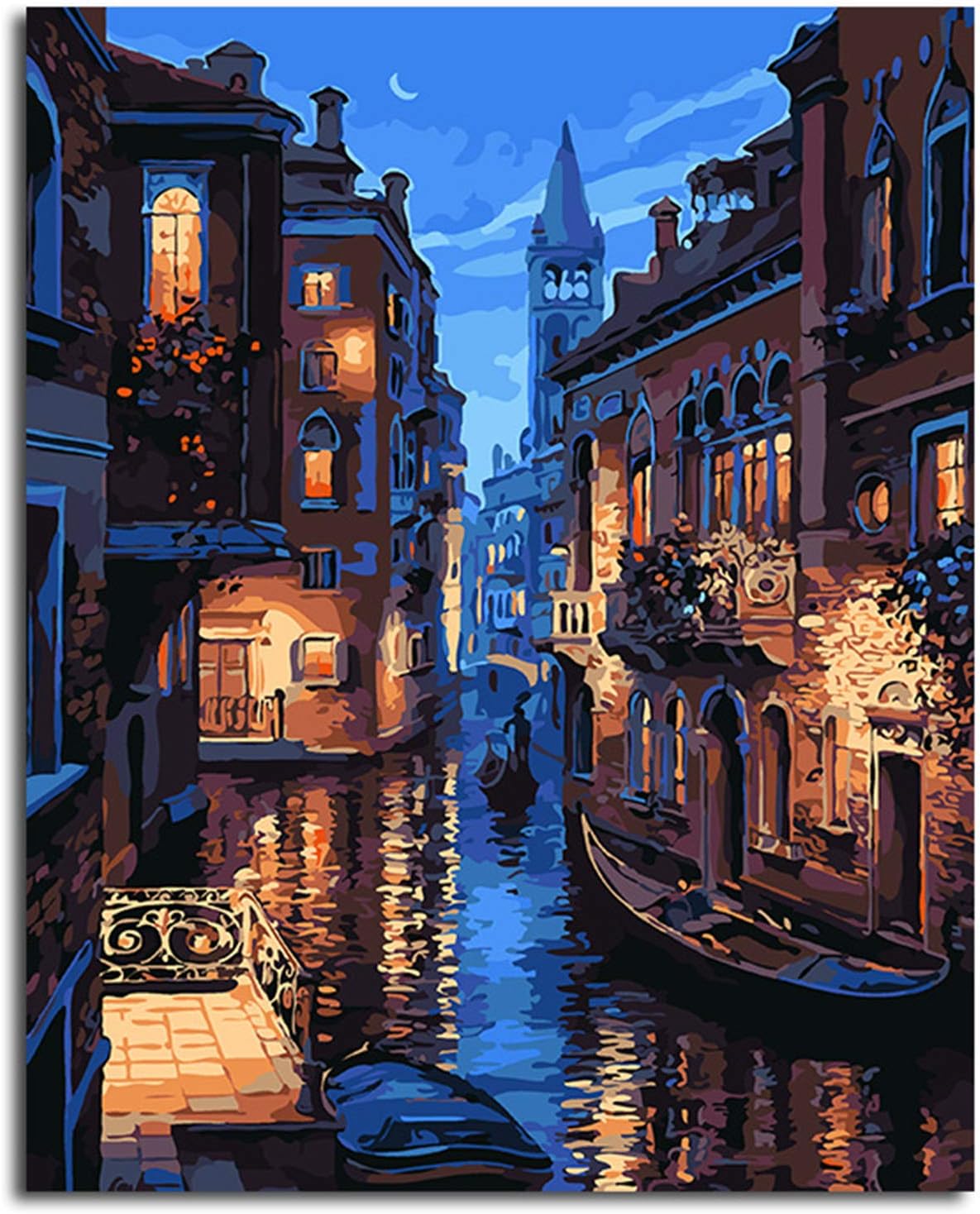 Painting by Numbers for Adults, Beginner DIY Kits Home Decor Gift, Without Frame 16x20 Inch (City)