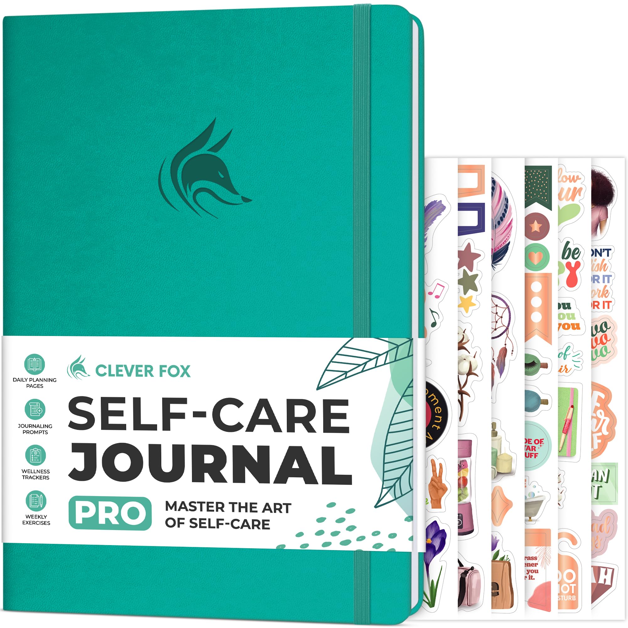 Clever Fox Self-Care Journal PRO – Wellness & Daily Reflection Notebook – Mental Health, Meditation & Mood Journal for Women, 18 x 25.5cm (Turquoise)