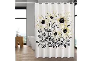 LaCyan Shower Curtain with 12 Hooks Waterproof Curtain for Bathroom Modern Art Floral Polyester Fabric Abstract Shower Curtains 72x72 Sunflower