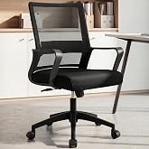 NEO CHAIR Office Computer Desk Chair Mid-Back Mesh Wide Seat, Black | Lumbar Support, Adjustable Height with Wide Seat Design. Ideal for Home Office, Conference Room, and Any Work Space
