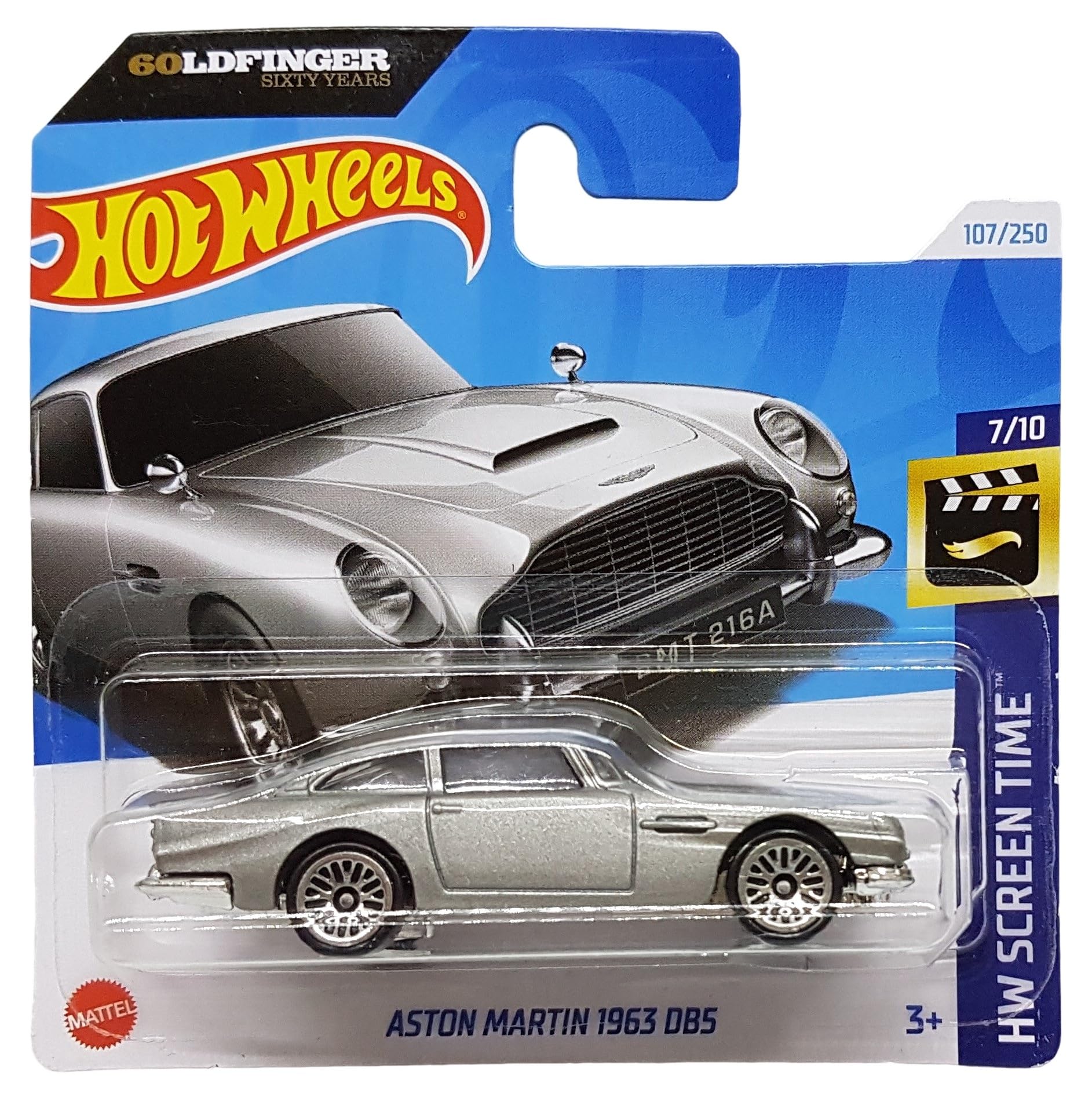 Hot Wheels - Aston Martin 1963 DB5 - HW Screen Time 7/10 - HTB36 - Short Card - 007 James Bond - 60 Goldfinger Sixty Years - Mattel 2024 - 1:64