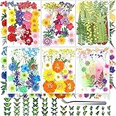 210 Pcs Dried Pressed Flowers for Resin, Dried Pressed Flowers for Crafts, Bulk Natural Dried Flowers Kit with DlY Butterfly Stickers&Tweezers for Resin Molds, Candles, Soap,Jewelry Making, Art Crafts