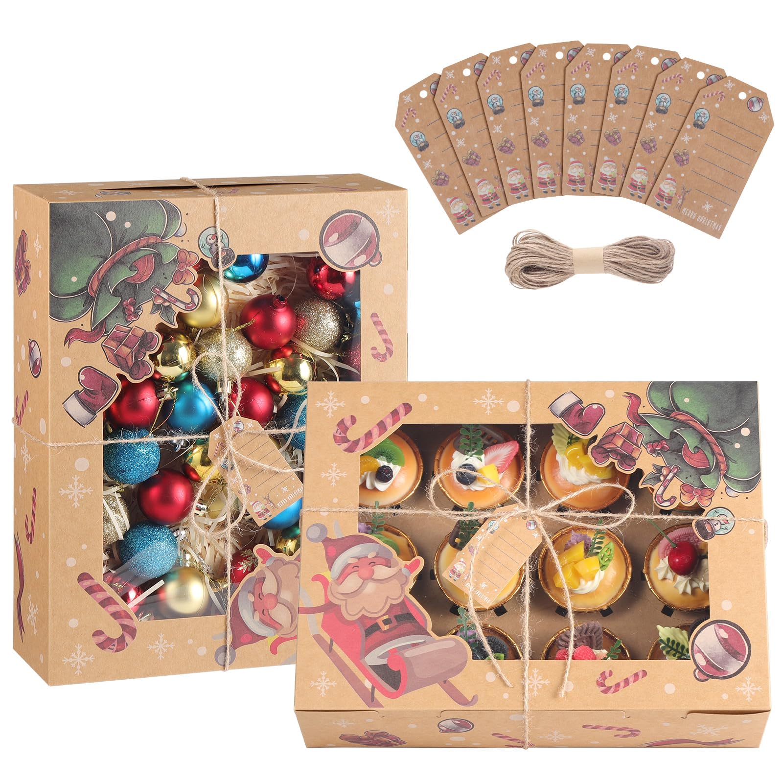 TsunNee 10PCS Christmas Cupcake Boxes 12 Hole Muffin Boxes with Inserts, Xmas Treat Boxes Gift Boxes, Cookies Gift Baking Box for Christmas Pastries Brownies Donuts Party Supply