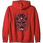 Hannya Mask Traditional Tattoo Style Zip Hoodie
