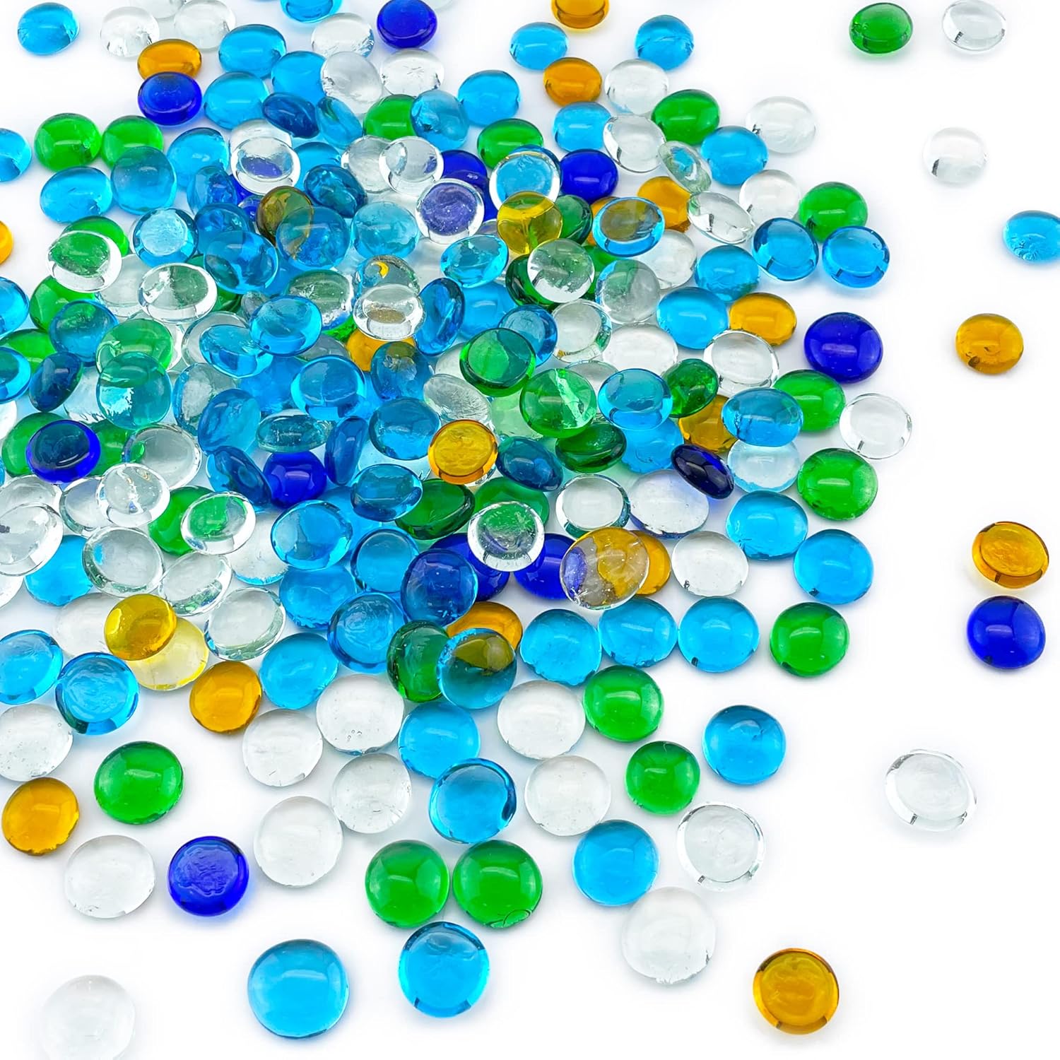 Vase Fillers - CYS EXCEL 5LBS Mix Colors Glass Gemstone Beads Vase Fillers Flat Marble Beads Multiple Color Choices Aquarium Decor Rocks Floral Stones Decorative Mosaic Glass Gem Pebbles