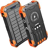 Sudrov Solar Charger Power Bank, 42800mAh Wireless Portable Charger with USB-C in/Output, QC3.0 Fast Charging 15W 4 Ports Out