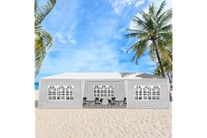 GAINVIEYEE 10'x30' Party Tent Outdoor Wedding Event Tents with 7 Removable Sidewalls, Heavy Duty Gazebo, Large Canopy Waterproof for Parties Patio Birthday Christmas White