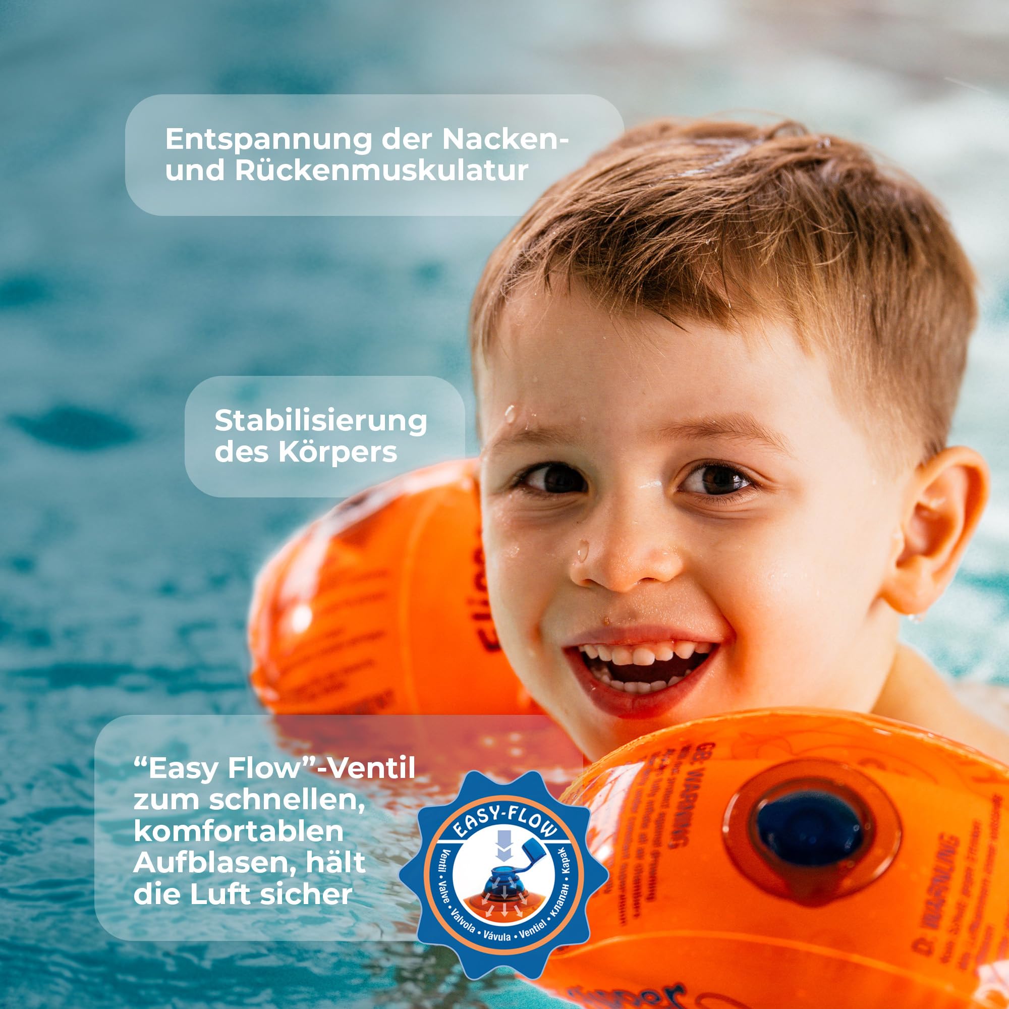 Flipper Swimsafe 1010 - Schwimmflügel für Babys ab 12 Monaten, sichere Schwimmhilfe mit unzerbrechlichem PE-Schaumkern zum Schwimmen lernen, Orange 5